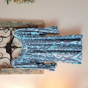 Cezanne Mint Green & Gray Rayon Dress.  Size Medium